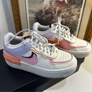 Nike Air Force 1 Shadow in Pink, Orange, and White